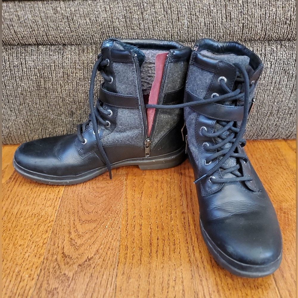 UGG Two-tone Black and Gray Women's Combat Boots Sz 9 Good Condition